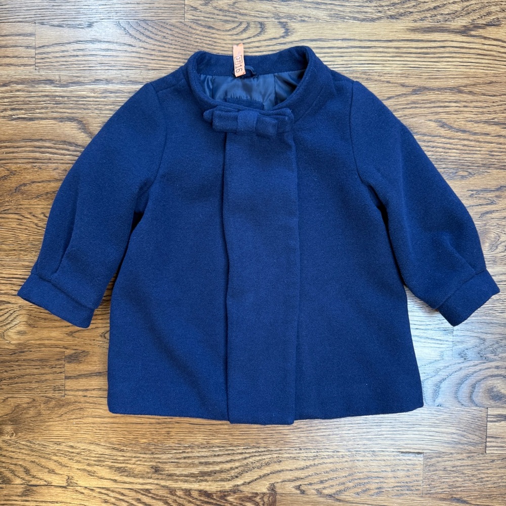 GAP Classic Bow Shift Navy  Blue Kids Pea Coat Size 18-24 Months